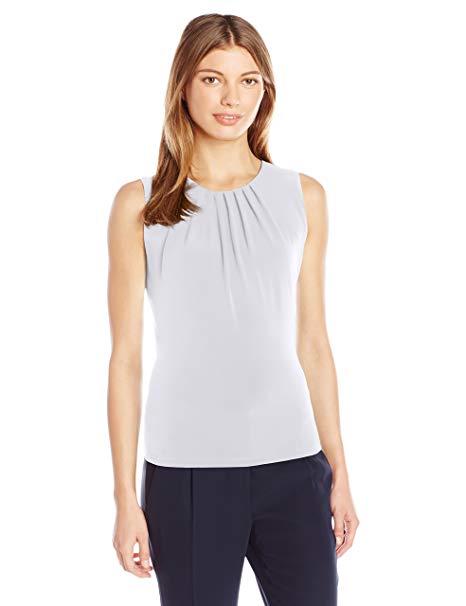 Calvin Klein Women's Solid Pleat Neck Sleeveless Cami