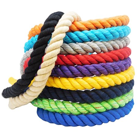 FMS Natural Twisted Cotton Rope - 1/4 inch, 1/2 inch, 5/8 inch, 3/4 inch and 1 inch White and Colored Rope by the Foot, 10 Feet, 25 Feet, 50 Feet, 100 Feet and Full Spools