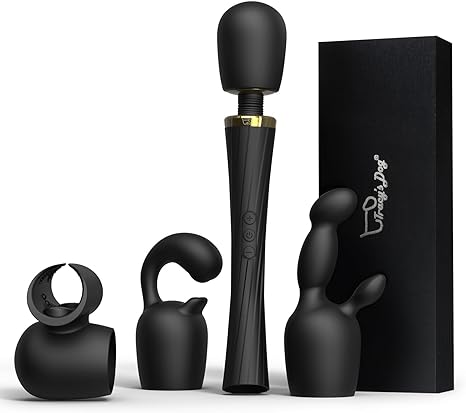 Tracy's Dog Wand Vibrator Kits with 3 Attachments, Adult Sex Toys for G spot Penis Prostate Stimulation, Powerful Adult Toys Vibrating Massager for Solo or Partner Play with 5 Vibrations & 3 Speeds