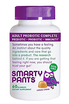 SmartyPants Probiotic & Prebiotic Immunity Gummies for Adults: 7 billion CFUs & Wellmune Prebiotic, VEGAN, NON-GMO, GLUTEN-FREE, PATENT-PENDING; LEMON CREME; 30 Day Supply