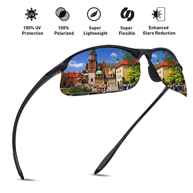 JULI Polarized Sports Sunglasses for Men Women Tr90 Unbreakable Frame for Running Fishing Baseball Driving MJ8002