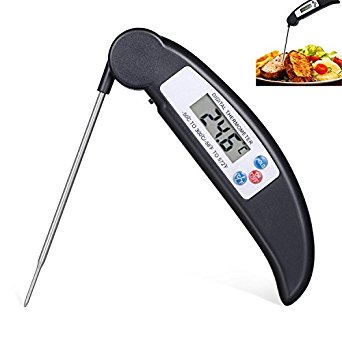 Instant Read Digital Meat Thermometer,Food Thermometer with Probe for Kitchen Cooking, BBQ, Grilling, Oven, Liquid- Black