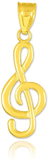 Music Jewelry 14k Gold Treble Clef Pendant