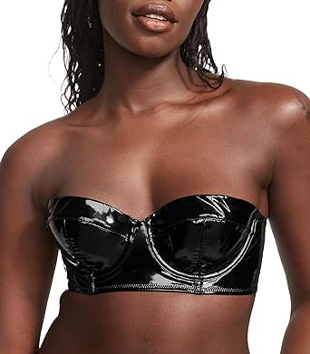 Victoria's Secret Faux Patent Leather Strapless Longline Balconette Bra, Women's Lingerie (32B-38DD)