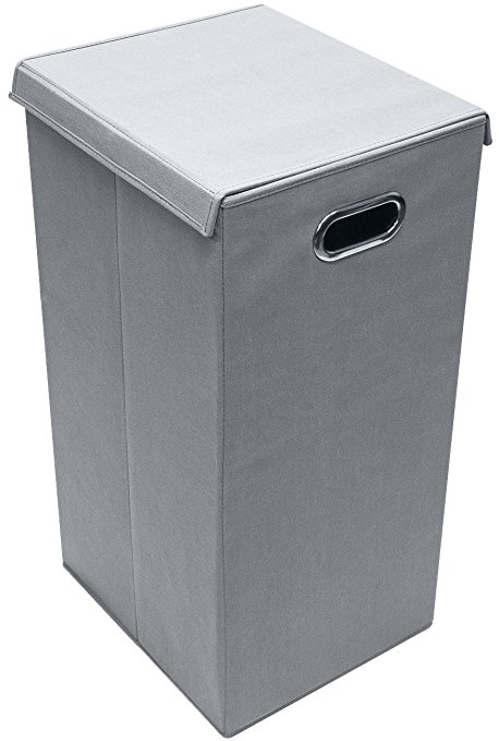 Sorbus Laundry Hamper Sorter with Lid Closure – Foldable Hamper, Detachable Lid, Portable Built-In Handles for Easy Transport – (Single, Gray)