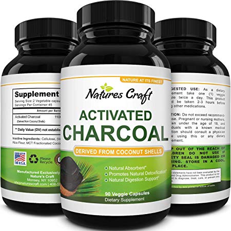 Cleanse and Detox Activated Charcoal Capsules - Pure Activated Carbon Detox Pills for Bloating Relief and Weight Loss Cleanse - Active Charcoal Tablets for Gas Relief Gut Health and Stomach Relief