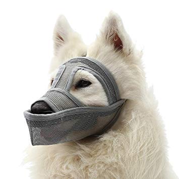 Mayerzon Dog Muzzle, Breathable Mesh Muzzle for Biting, Barking and Unwanted Chewing, 5 Sizes for Small, Medium and Large Dogs, Able to Pant and Drink