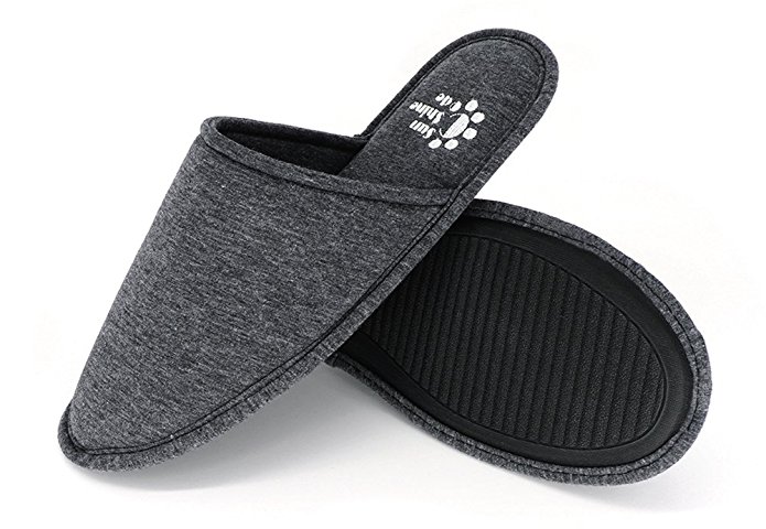 Men's 4 Seasons Cotton Washable Slippers with Matching Travel Bag for Home Hotel Spa Bedroom
