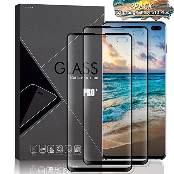 JKPNK Galaxy S10 Plus Screen Protector [2 Pack], Screen Protector Full Coverage HD Anti-Scratch [Bubble-Free] Screen Protector Compatible with Samsung Galaxy S10 Plus