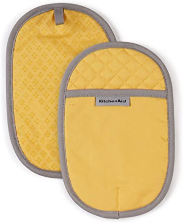 KitchenAid Asteroid Cotton Pot Holders with Silicone Grip, Set of 2, Buttercup 2 Count