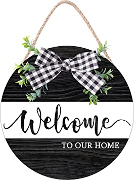 Welcome Sign for Front Door Welcome to Our Home Wood Sign Hanging Sign Spring Welcome Door Sign Home Outdoor Wall Decor