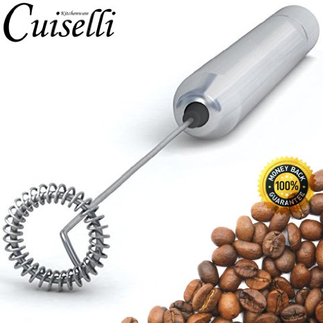 ★ The #1 Rated Stainless Steel Milk Frother ★ Best One Touch Handheld Milk Frother- Coffee Latte, Cappucino- Creamy Milk in Seconds- Nespresso Milk Foamer Wand, Bonus Mounting Bracket