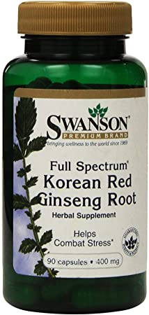 Swanson Premium Full-Spectrum Korean Red Ginseng Root 400 mg 90 Caps - Pack of Two