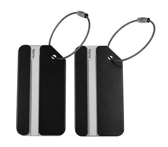 KLOUD City  2 pcs Metal Travel Accessories Square-shape Luggage tag  Identifier with Name Card Two Black