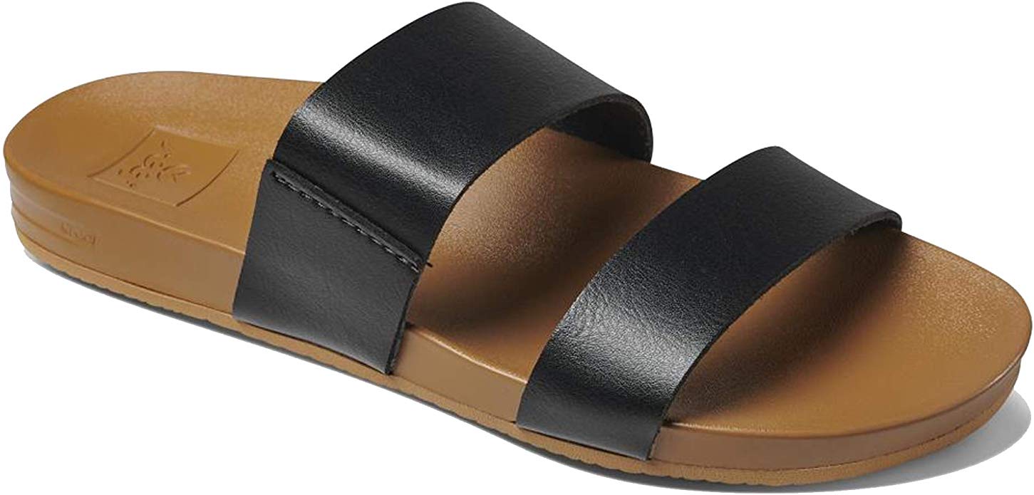 REEF Women's Sandals Cushion Bounce Vista | Vegan Leather Slides for Women with Cushion Bounce Footbed