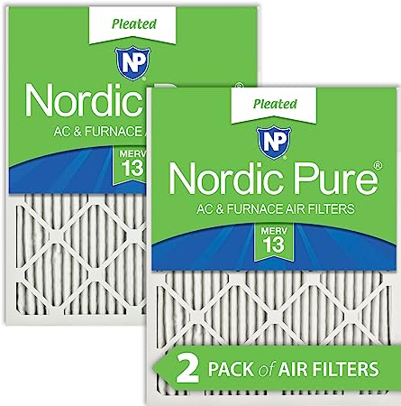 Nordic Pure 12x20x1M13-2 12x20x1 Pleated Merv 13 AC Furnace Filters Qty 2