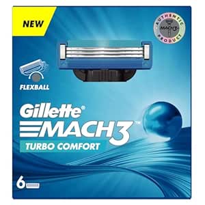 Gillette Mach Turbo 3 Shaving Men Blades- Pack Of 6 (Cartridges)