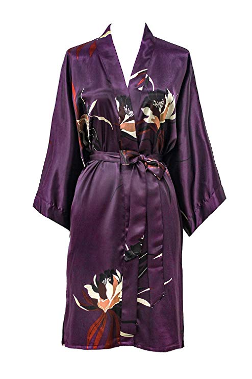 Old Shanghai Kim ONO Women's Kimono Short Robe - Chrysanthemum & Crane