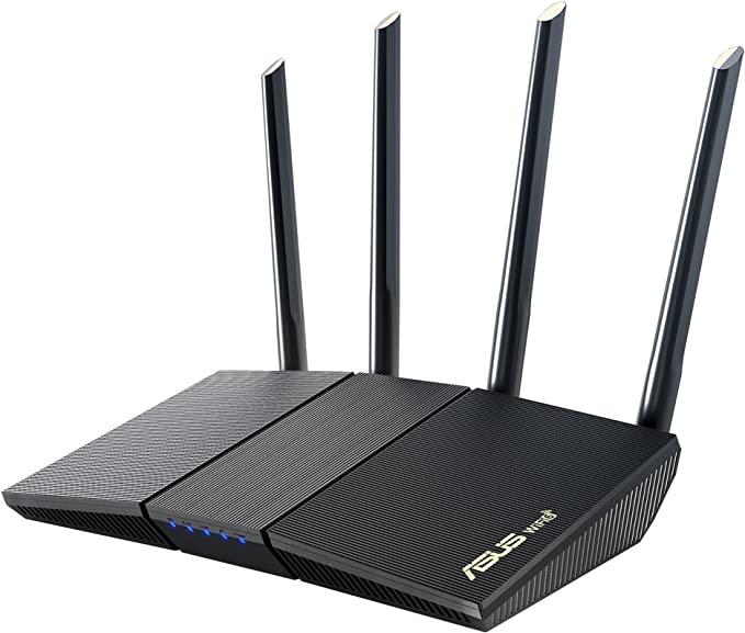 ASUS AX1800 WiFi 6 Router (RT-AX1800S) – Dual Band Gigabit AX Wireless Internet Router, 4 GB Ports, Easy App Setup, Subscription-Free Internet Security Powered by Trend Micro, Parental Controls, WPS