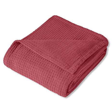 Sweet Home Collection 100% Fine Cotton Blanket Luxurious Basket Weave Stylish Design Soft and Comfortable All Season Warmth, Full/Queen, Burgundy Red