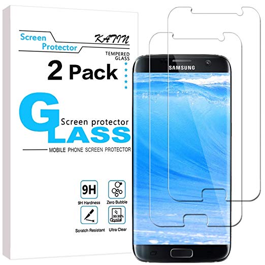 KATIN Galaxy S7 Screen Protector - [2-Pack] (Japan Tempered Glass) for Samsung Galaxy S7 Bubble Free, 9H Hardness, Easy to Install with Lifetime Replacement Warranty