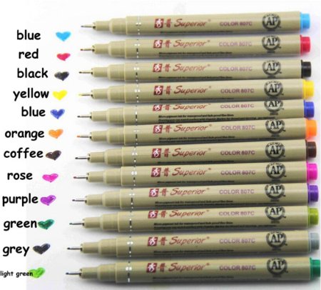GUchina Fine Line Pens, Needle Drafting Pens,Pack of 12 Assorted Colors,0.5MM Tip Sizes for Drawing Lines, Signing, Coloring, Writing & Detailed Work(MS-807C)