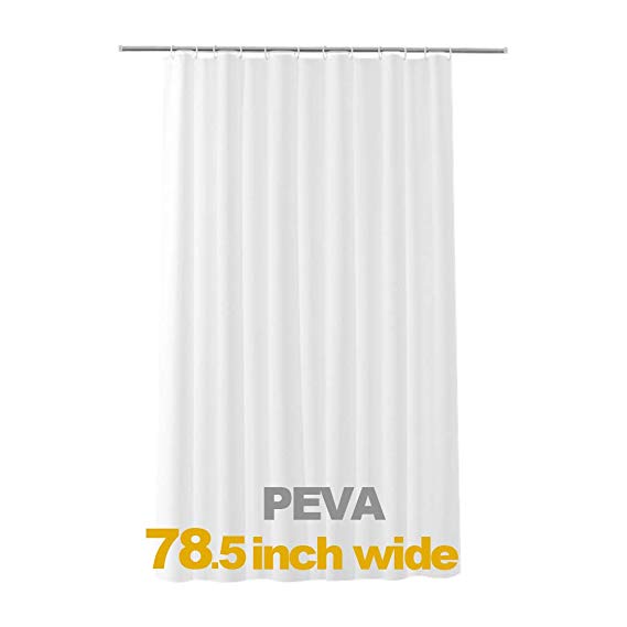 CASACLAUSI Shower Curtain Liner,PEVA,White, Mildew Resistant Anti-Bacterial,Non Toxic,Eco-Friendly,No Chemical Odor,Rust Proof Grommets,78.5"x70"