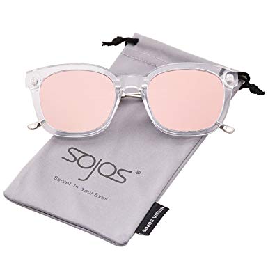 SOJOS Vintage Polarized Sunlgasses Womens Mens Square Frame Mirrored Lens SJ2050 SJ2027 SJ2029