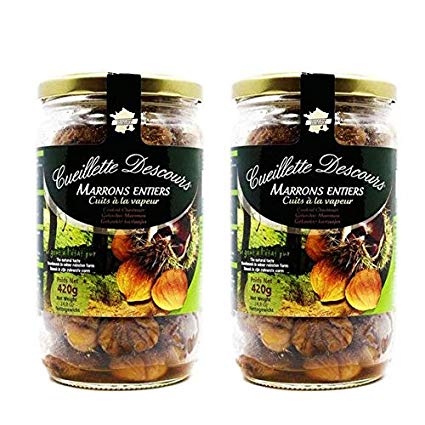 Concept Fruits Whole Roasted French Chestnuts - Peeled, Ready-to-eat, Steamed - Product of France - 14.2 Ounces - 2 Jars, Pack of Two