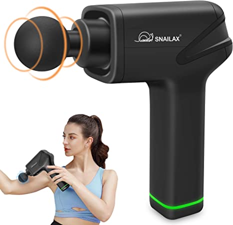 Snailax Massage Gun for Sore Muscles Pain Relief, Handheld Back Massager with 4 Massage Heads, Deep Tissue Muscle Massager Relive Body Aches Quiet Portable Sport Drill for Athletes