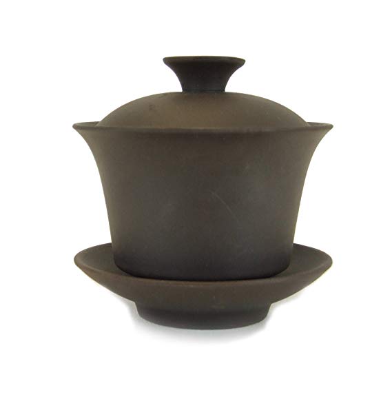 The Tea Makers of London Traditional Chinese Gaiwan - Non Glazed - 120ml - Purple Sand (Yixing Clay) Pottery Bowl with Lid for Steeping and Drinking Tea