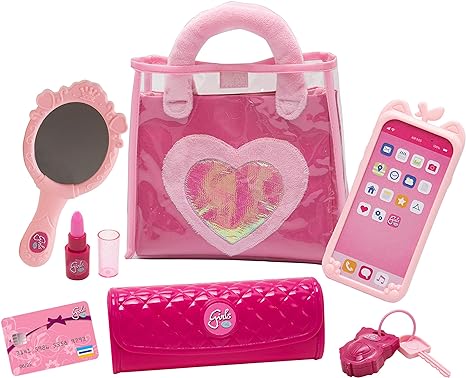 Simba Toys: My First Purse Set, Pink, Detailed Pretend Accessories Includes, Cell Phone, Mirror, Plastic, Keys, Toy Lipstick and Wallet, For Ages 3 and up