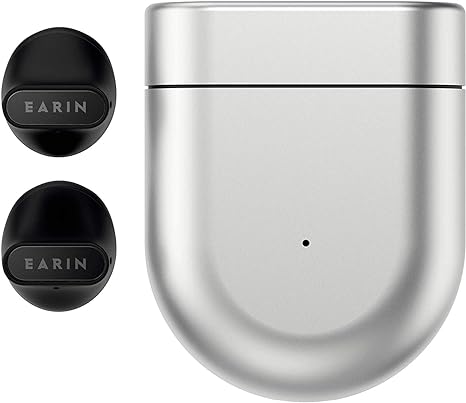 Earin A-3 - The Original True Wireless - Silver Aluminum Charging Case - Noise Reduction - 5 Hours of Playtime - Bluetooth - Wireless & USB-C Charging
