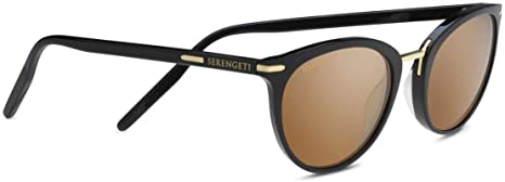 Serengeti Elyna Shiny Black/Mineral Polarized Drivers Gold Medium/Large Sunglasses Unisex-Adult, One Size
