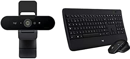 Logitech Brio 4K Webcam with Logitech MX900 Performance Premium Backlit Keyboard and MX Master Mouse Combo, Black