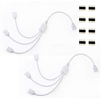 YiHong 1 to 3 LED Strip Splitter Cable RGB Light Strip Connector for 5050 SMD LED Light Strip Pack of 2 with 6 Male 4-pin Plugs