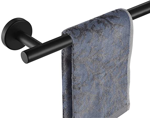 JQK Black Towel Bar, 12 Inch Stainless Steel Hand Towel Rack, Bathroom Towel Holder Matte Black Wall Mount, Total Length 15 Inch TB110L12-PB