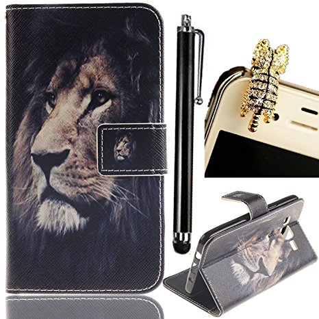 Galaxy On5 Case,Wallet Cover Skin Protector,Vandot 3 in 1 Set Accessories High Quality Artificial Leather Wallet Pouch Hoster with Lion Patterned for Samsung Galaxy On5 G550 - Tiger