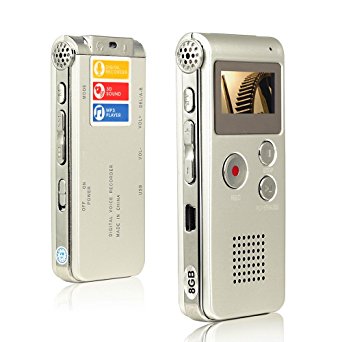 Btopllc Digital Voice Recorder 8GB MP3 Player Mini USB Port, Audio Voice Recorder Rechargeable MP3 Player Support A-B Repeat, Voice Recorder Lecture /Conversations / Meetings / Interviews - silver