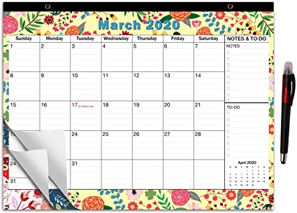 2020-2021 Large Monthly Desk Pad Calendar Planner Academic, Floral Design with Magnets for Fridge, Desktop January 2020 to June 2021 Wall Calendar 17.3" x 13.2''