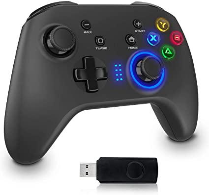 Wireless Gaming Controller, Dual-Vibration Joystick Gamepad Computer Game Controller for PC Windows 7/8/10, PS3,/Switch/TV Box/Laptop/Android Mobile Phones - Black