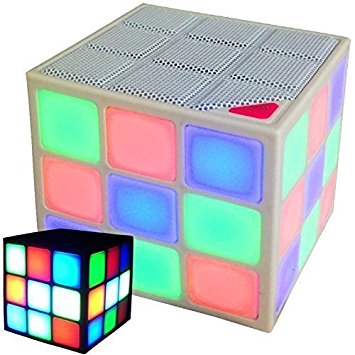 New Wayzon Magic Rubik's Cube Portable LED RGB Light Deep Bass Bluetooth 4.0 Wireless Speakers with Build in Microphone Hands-free Function TF Card Mode(White)