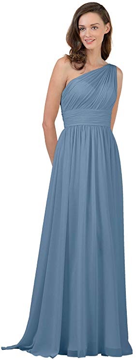 Alicepub One Shoulder Bridesmaid Dress for Women Long Evening Party Gown Maxi