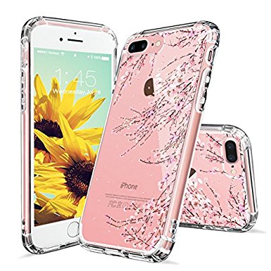 iPhone 7 Plus Case, iPhone 8 Plus Clear Case, MOSNOVO Cherry Blossom Floral Flower Clear Design Plastic Hard Back Case with TPU Bumper Protective Cover for iPhone 7 Plus (2016) / iPhone 8 Plus (2017)