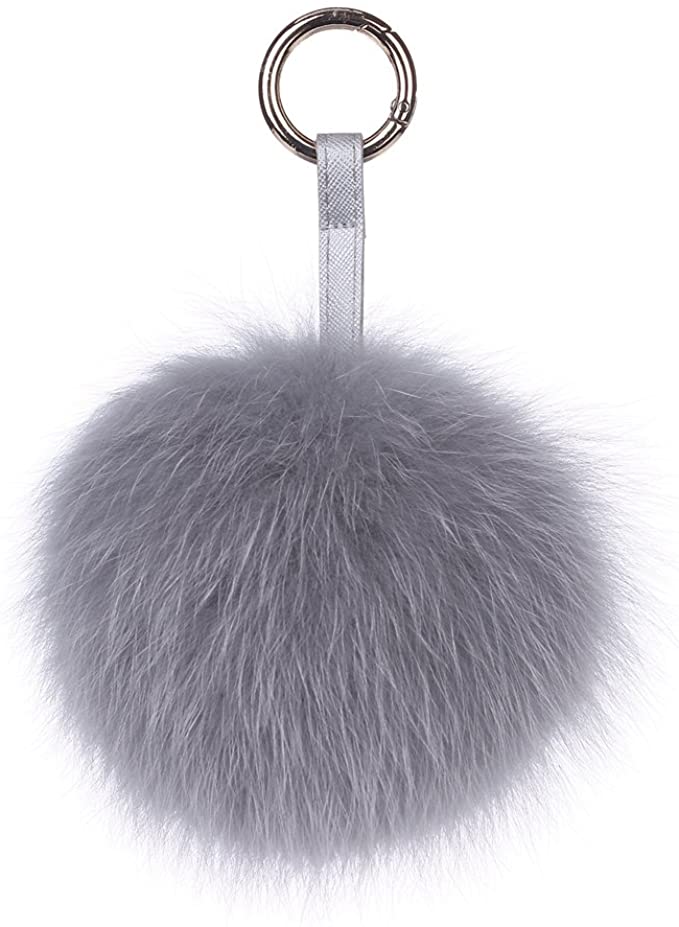Ferand Genuine Fox Fur Pom Pom Keychain Womens Bag Charm Fluffy Fur Ball