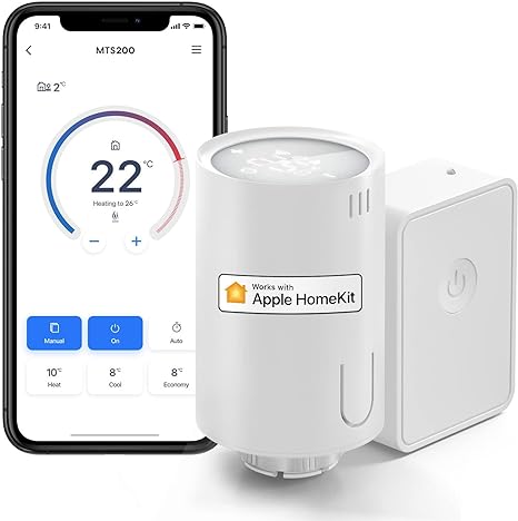 Meross Smart Radiator Thermostat with Starter Kit - Smart Heating Control, Easy DIY Installation, Compatible with Apple HomeKit, Alexa, Google Home, SmartThings M30 x 1.5 mm, 6 adapters, Starter Kit