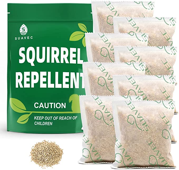 SUAVEC Squirrel Repellent, Chipmunk Repellent, Squirrel Repellents Outdoor, Squirrel Repellant for Attic, Squirrels Deterrent for Garden, Squirrel Away, Mint Rodent Repellent-8 Pouches (7 Ounce)