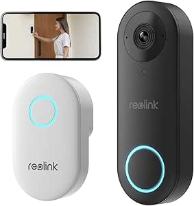 Reolink 5MP Videoportero Timbre WiFi Exterior 2.4/5GHz, Detección/Alerta de Personas Inteligente, Visión Nocturna, Audio Bidireccional, Admite Tarjeta Micro SD/Nube, Video Doorbell WiFi