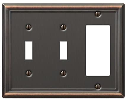 Decorative Wall Switch Outlet Cover Plates (Oil Rubbed Bronze, 2 Toggle 1 Rocker)