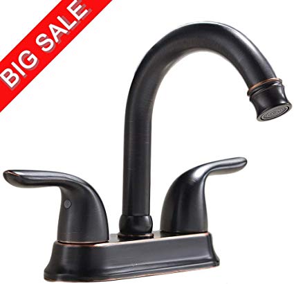 VCCUCINE Antique Solid Brass 2 Handle Oil Rubbed Bronze Bathroom Faucet, Lavatory Vanity Vessel Sink Faucet Without Pop-Up Drain